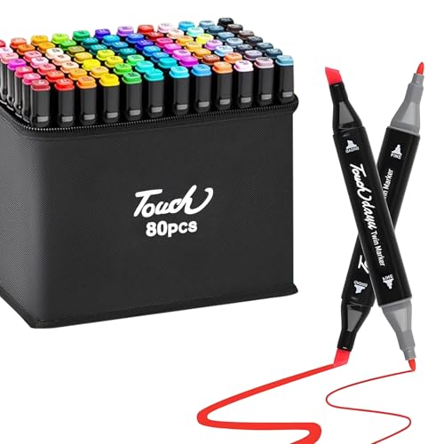Caneta Marcador para Colorir Desenho Professional,Marcadores de ponta dupla de 80 cores,marcadores artisticos de Arte para Estudantes Adultos Artistas