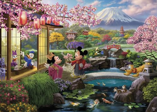 Ceaco - Disney – Thomas Kinkade – Mickey e Minnie no Japão – Quebra-cabeça de 1000 peças para adultos – Quebra-cabeça desafiador perfeito para noites de jogos – O tamanho final é 67 x 48 cm