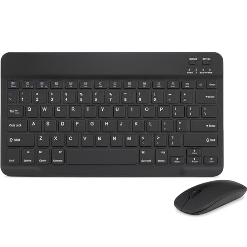 Combo Teclado e Mouse Bluetooth Ultrafino Sem Fio, Portátil e Recarregável E Teclado sem Fio - Compatível com Tablets Android, Celular, Smartphone, iPhone, iPad mini, Pro Air 10.2 10.9 11 12.9