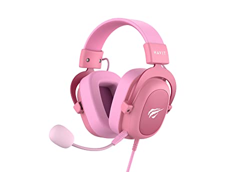 Havit Headphone Fone de Ouvido H2002d Pink, Gamer, com Microfone, Falante 53mm, Plug 3, 5mm: compatível com XBOX ONE e PS4, HAVIT, HV-H2002d Cor Rosa