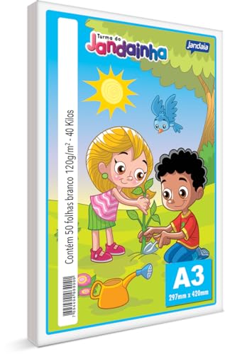 Jandaia Papel Sulfite A3 Branco 120g, Turma do Jandainha, Pacote com 50 Folhas, a cobertura puede variar