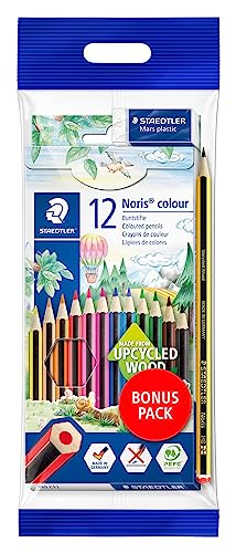 Lápis de Cor, Staedtler, Noris Colour, 61 SET6 ST 12, 12 Cores, Kit com Lápis Preto HB 2 e Borracha