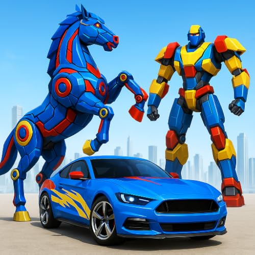 Robô cavalo policial avião transportador