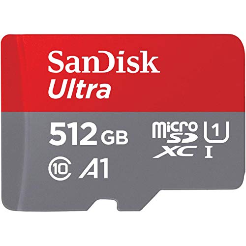 SanDisk Cartão de memória Ultra MicroSDXC UHS-I de 512 GB com adaptador - 100 MB/s, C10, U1, Full HD, A1, Cartão Micro SD - SDSQUAR-512G-GN6MA