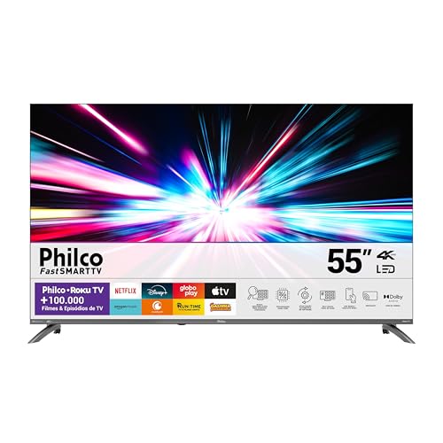 Smart TV 55" Philco 4K UHD LED Roku TV Dolby Audio P55CRA
