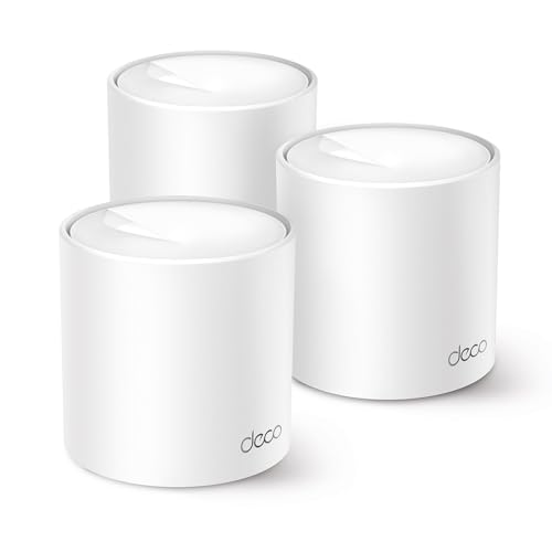 TP-Link Deco X1500 (3-Pack) – WiFi 6 AI Mesh System, AX1500 Dual Band 2.4 GHz/5 GHz, Coverage up to 600 m², 3X Gigabit Ports per Unit, Band 160MHz Channel, ODFMA, 1024QAM, White