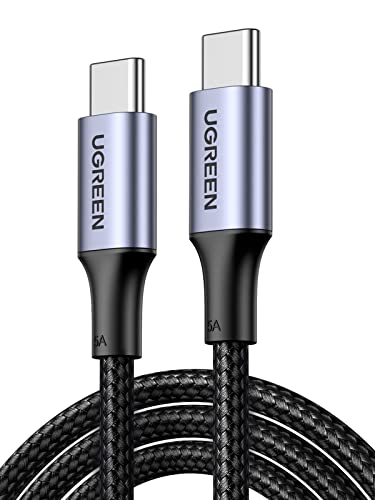 UGREEN Cabo USB C para USB C, 2m 100W, Carregamento Rápido, Nylon Trançado, Compatível com iPhone 16/15/14, MacBook Pro, iPad Pro, Dell XPS, Galaxy S25/S24/S23/S22 Ultra, Pixel, Preto