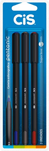 Caneta Esferográfica 0.7mm PENTONIC, Blister c/3 unidades (1 AZ/ 1 PT/ 1 VM)