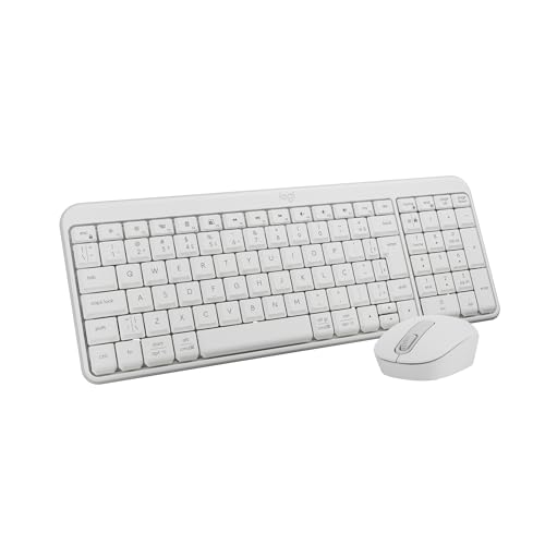 Combo Teclado e Mouse Sem Fio Logitech MK250 Bluetooth com Conectividade Rápida e Fácil, Design Compacto, Mouse Ambidestro, Layout ABNT2, Construção Durável, Compatível com PC e Mac - Branco