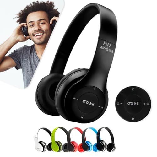 Fone de Ouvido Headphone P47 Sem Fio Bluetooth Wireless Micro Sd 5.0 Dobrável Com Microfone Regulável Para Corrida Academia Escritório Caminhada Linha Premium (Preto)