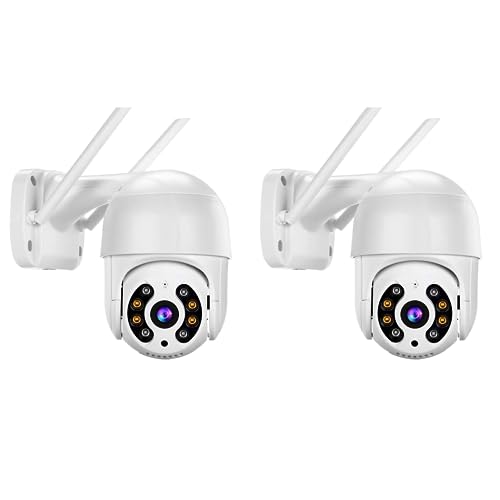 KIT 2 Câmeras de Segurança Domo WiFi PTZ externa, Câmera IP sem fio com visão de 360°, Visão noturna colorida, Áudio bidirecional, Detecção de movimento, Alerta de atividade - BELLA NET
