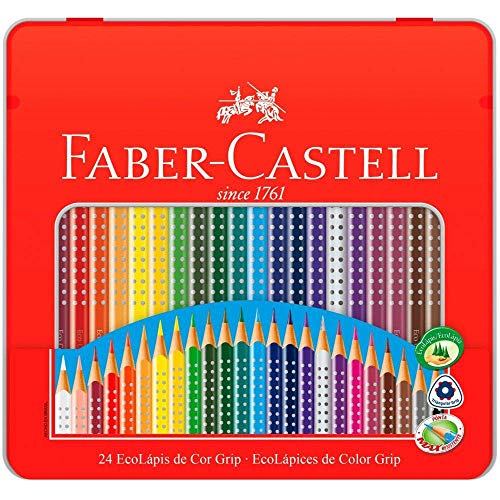 Lata EcoLápis Grip 24 Cores, Faber-Castell, 121024LT, Grafite