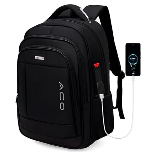 Mochila para Notebook Masculina Feminina para Notebook 17 – Mochila executiva Antifurto, Reforçada, Saídas USB e Fone, Alça de Aço, Impermeável, Escolar, Faculdade, Trabalho ou Viagem – Preta Premium