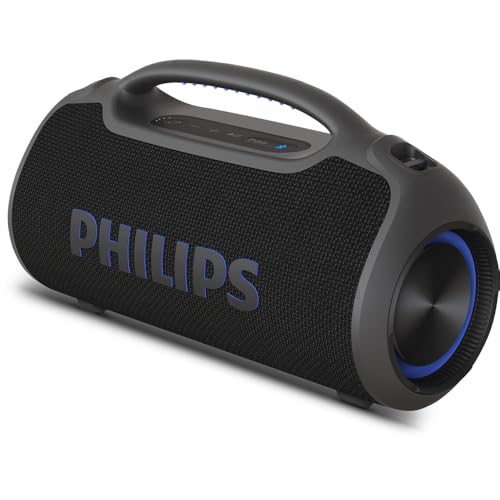 PHILIPS, Boombeat, Caixa de Som Bluetooth Boombox, TAX400B/00, USB, Auxiliar, TWS, USB Powerbank, Entrada para Microfone, Resistente a Água e Poeira, com Alça para Transporte