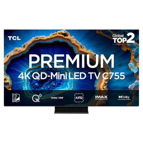 Smart TV TCL 75 Polegadas QLED Mini LED 4K C755 WiFi Bluetooth Google TV 144Hz VRR HDR10+ 75C755