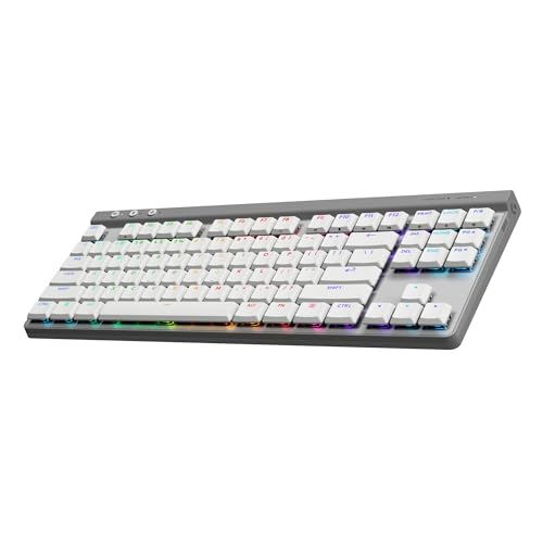 Teclado Mecânico Gamer Sem Fio Logitech G515 com Design TKL,Tecnologia LIGHTSPEED, RGB LIGHTSYNC, Conexão USB ou Bluetooth, Switch GL Brown Tactile e Bateria Recarregável - Branco