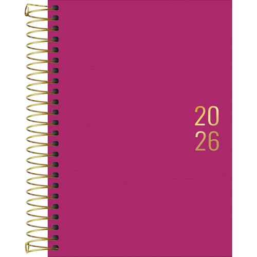 Tilibra - Agenda Executiva Espiral Diária 12,9 x 18,7 cm Napoli Feminina 2026 - Rosa