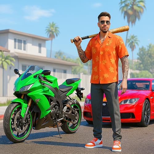 Jogo Gangster Crime City Simulator 3D: Jogo de Tiroteio e Herói do Crime na Guerra de Gangsters de Moto