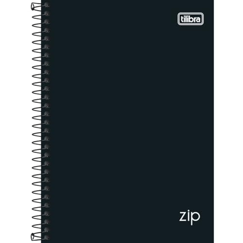 Tilibra - Caderno Espiral Capa Dura 1/4 Zip Preto 160 Folhas