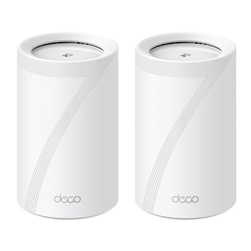TP-Link BE11000 Tri-Band Whole Home Mesh WiFi 7, até 11 Gbps, MLO, 320 MHz, banda de 6 GHz, roteador wifi7, roaming de IA sem costura, segurança HomeShield, jogos e streaming (Deco BE65 2-pack)